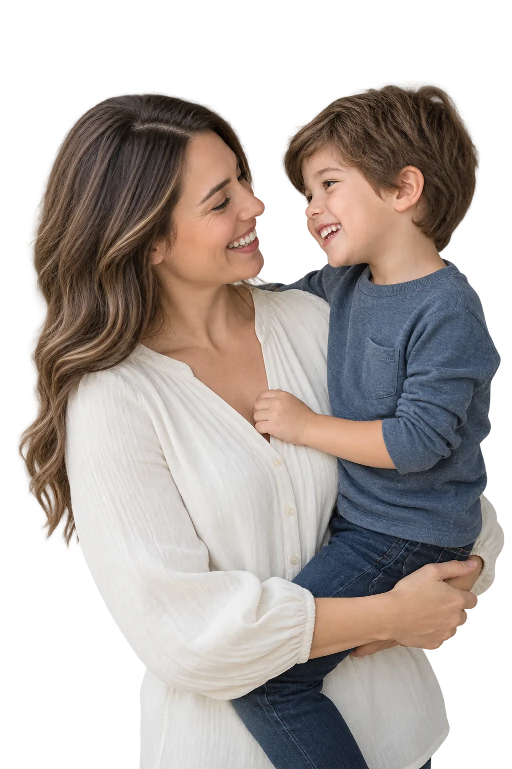 A mother and her young child sharing a joyful moment.